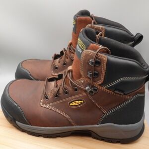 KEEN Boots Utility Men 11D Brown Evanston 6" Waterproof Carbon Toe Work Flaw